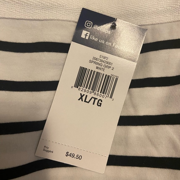 Chaps striped tee with lace-up detail on shoulder - Picture 6 of 8